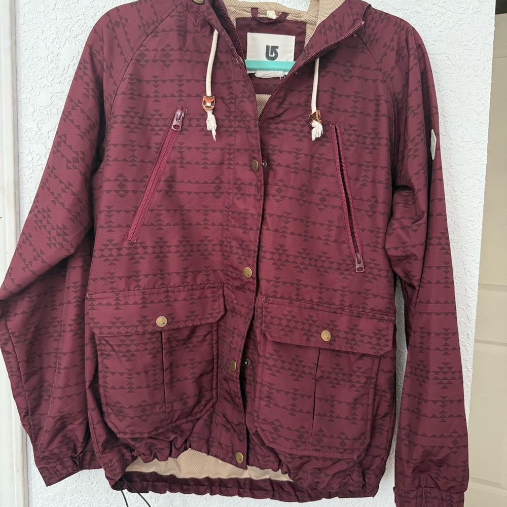 Burton Kids's Maroon Patterned Ski Jacket sz xl